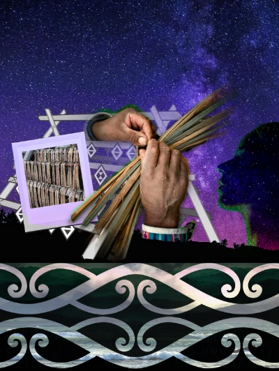 Visual representation of Māhaki’s model illustrating the interconnected threads of the Hangarau curriculum, grounded in Māori cosmology, whakapapa, and holistic practice.